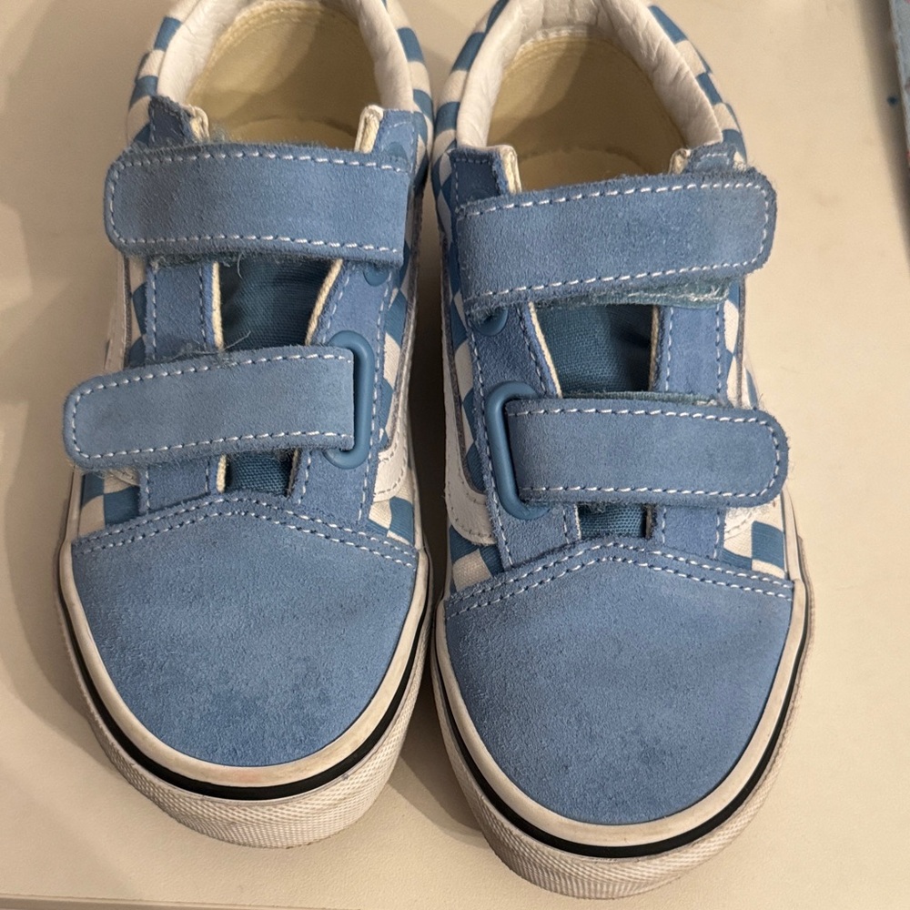 Blue Kids Vans Shoes with Velcro Straps